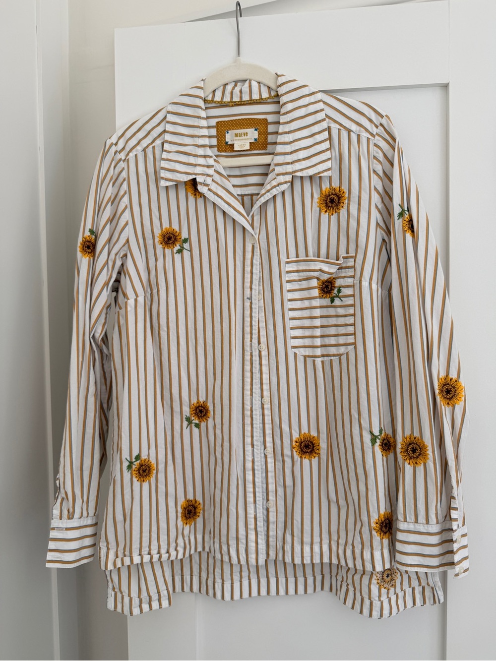 Maeve Striped Sunflower Button-Up Shirt (Anthropologie)